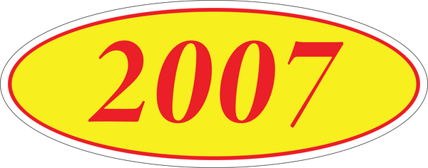 Adhesive Oval Year Model Stickers