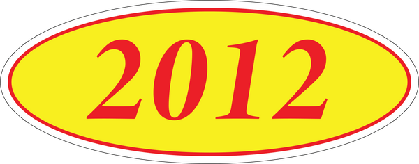 Adhesive Oval Year Model Stickers