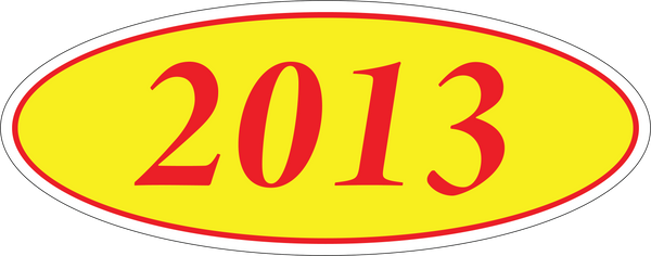 Adhesive Oval Year Model Stickers