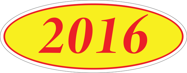 Adhesive Oval Year Model Stickers