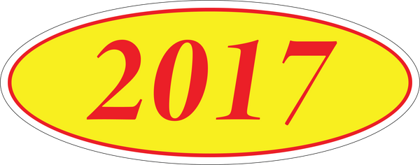 Adhesive Oval Year Model Stickers