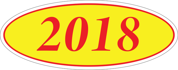 Adhesive Oval Year Model Stickers