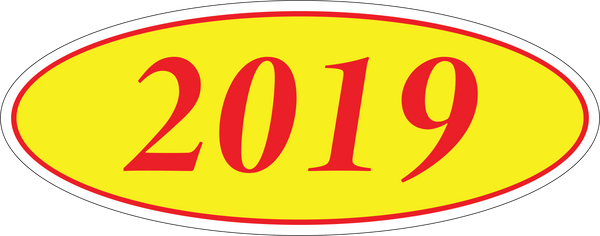 Adhesive Oval Year Model Stickers