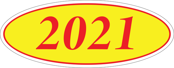 Adhesive Oval Year Model Stickers
