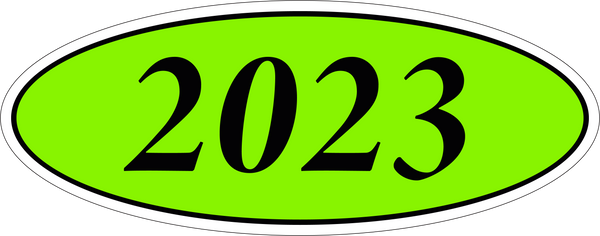 Adhesive Oval Year Model Stickers