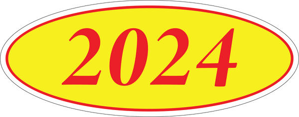 Adhesive Oval Year Model Stickers