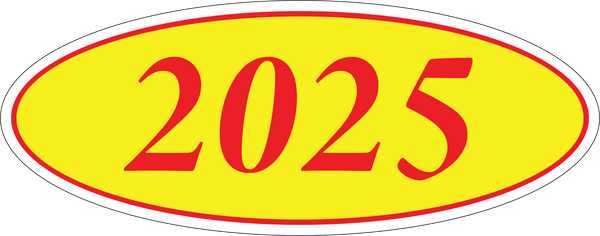 Adhesive Oval Year Model Stickers