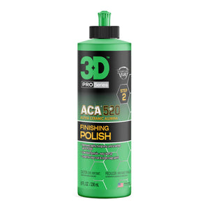 Green bottle of 3D Pro Series ACA 520 Finishing Polish on a white background
