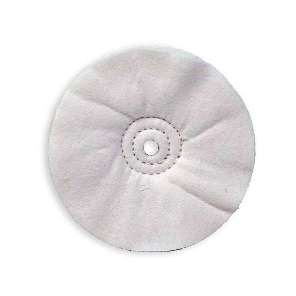 Zephyr 6" White Domet Flannel 30-Ply Buffing Wheel 1 Row Sewn