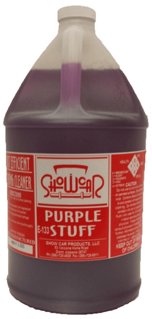 A gallon jug of purple liquid with a red ShowCar Purple Stuff label on a white background.