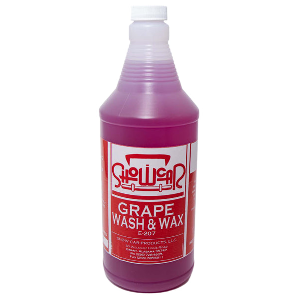 A quart bottle of Showcar Grape Wash & Wax on a white background