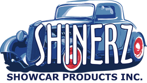 Logo of Shinerz Showcar Products Inc. featuring a vintage car design.