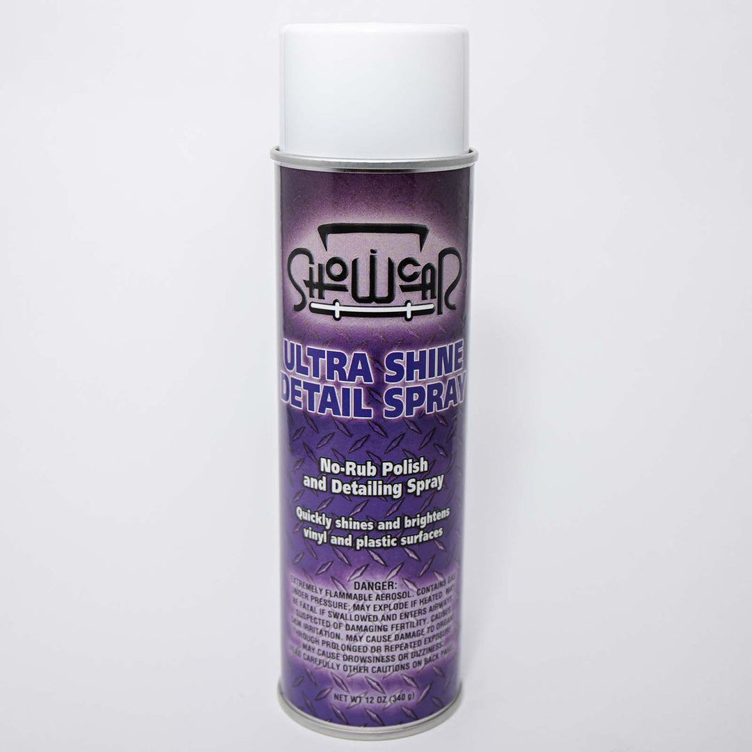 Showcar Products Ultra Shine Detail Spray purple aerosol can on a white background