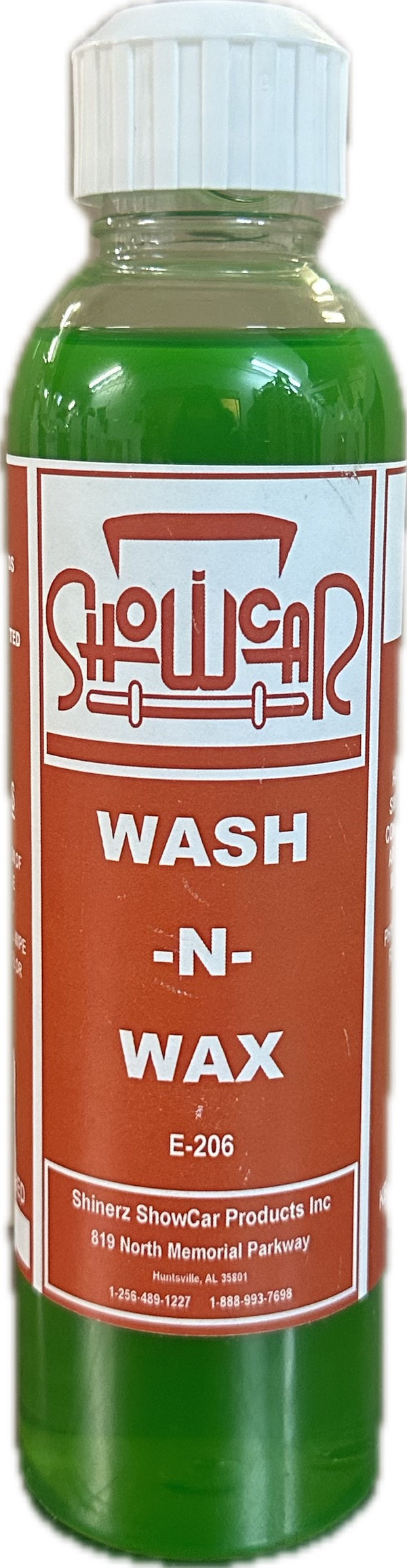 A clear 8oz bottle of Showcar Wash-N-Wax